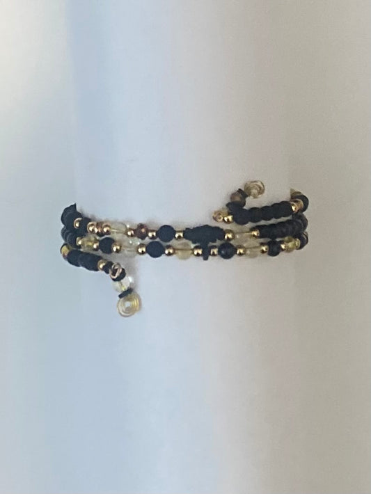 Citrine, Sardonyx Gold Wire Wrap Bracelet