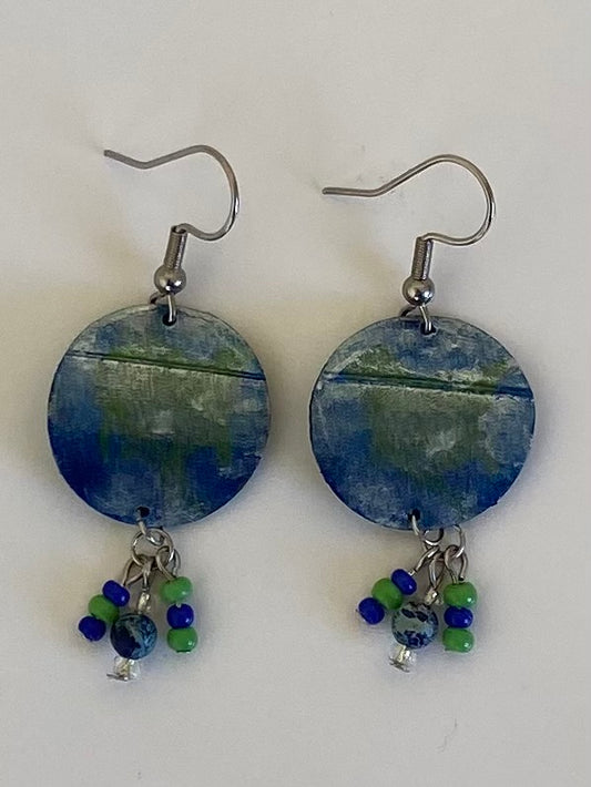 Circle Earrings with Dangling Beads