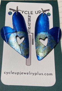 Heart Earth with silver earwires