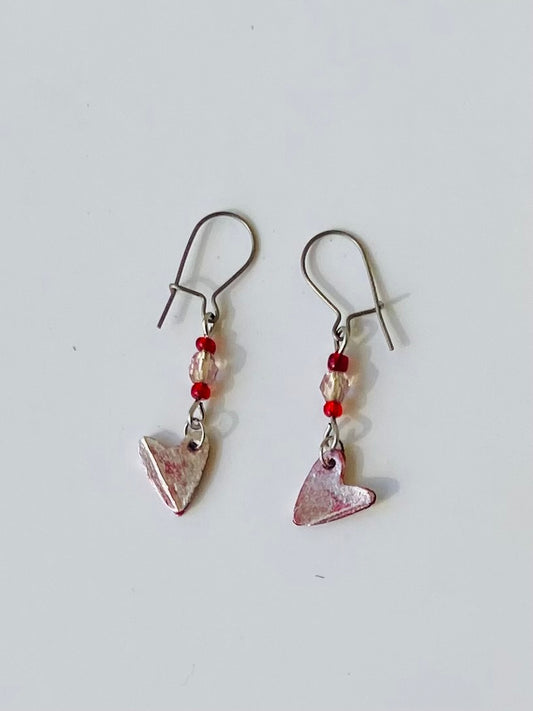 Pink Hearts with Titanium Kidney Ear Wires