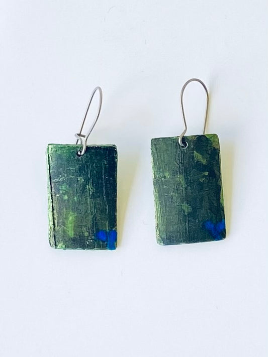 Olive Green Rectangles with Blue Heart