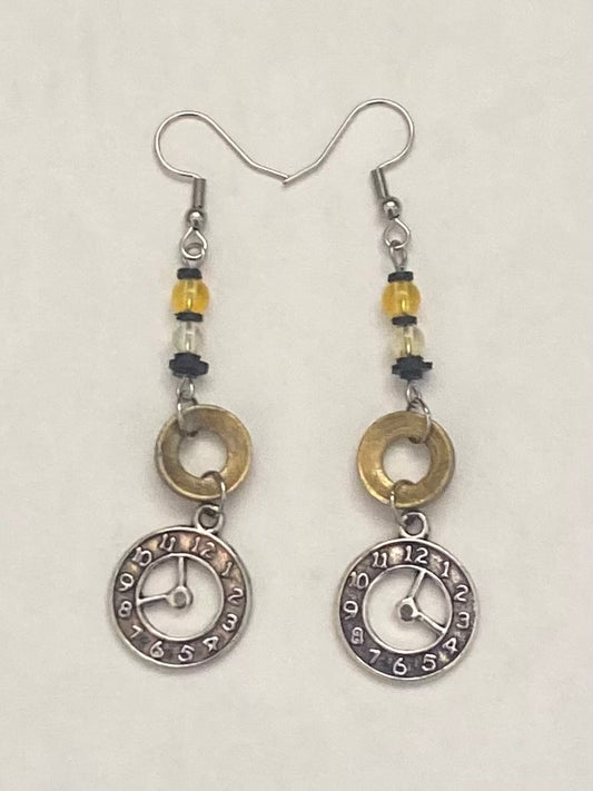 Time to Focus Earrings with Bike Part & Tire Tube Beads